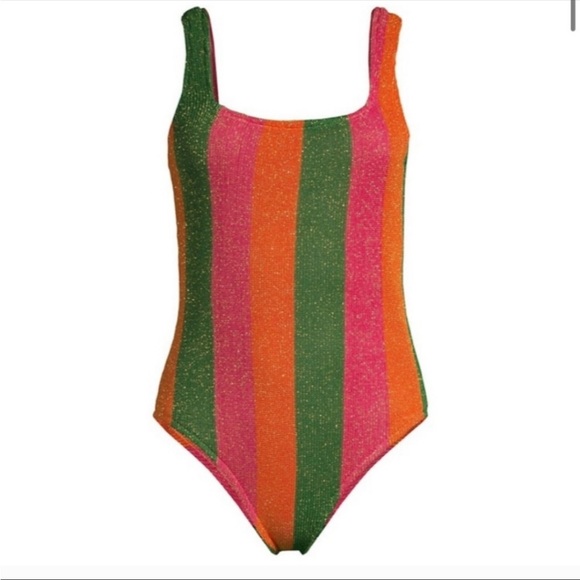 FARM Rio | Swim | Iso Farm Rio Shimmering Stripe Swimsuit L Or M | Poshmark